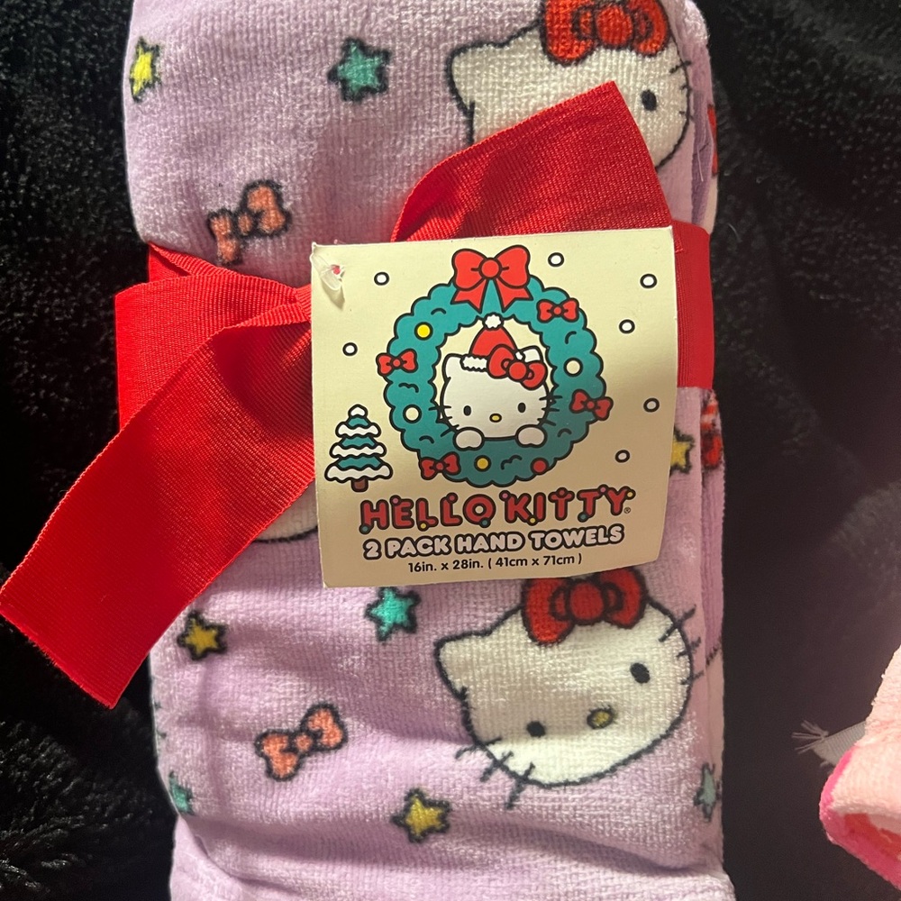 Hello Kitty Pink Hand Towels with Red Bow